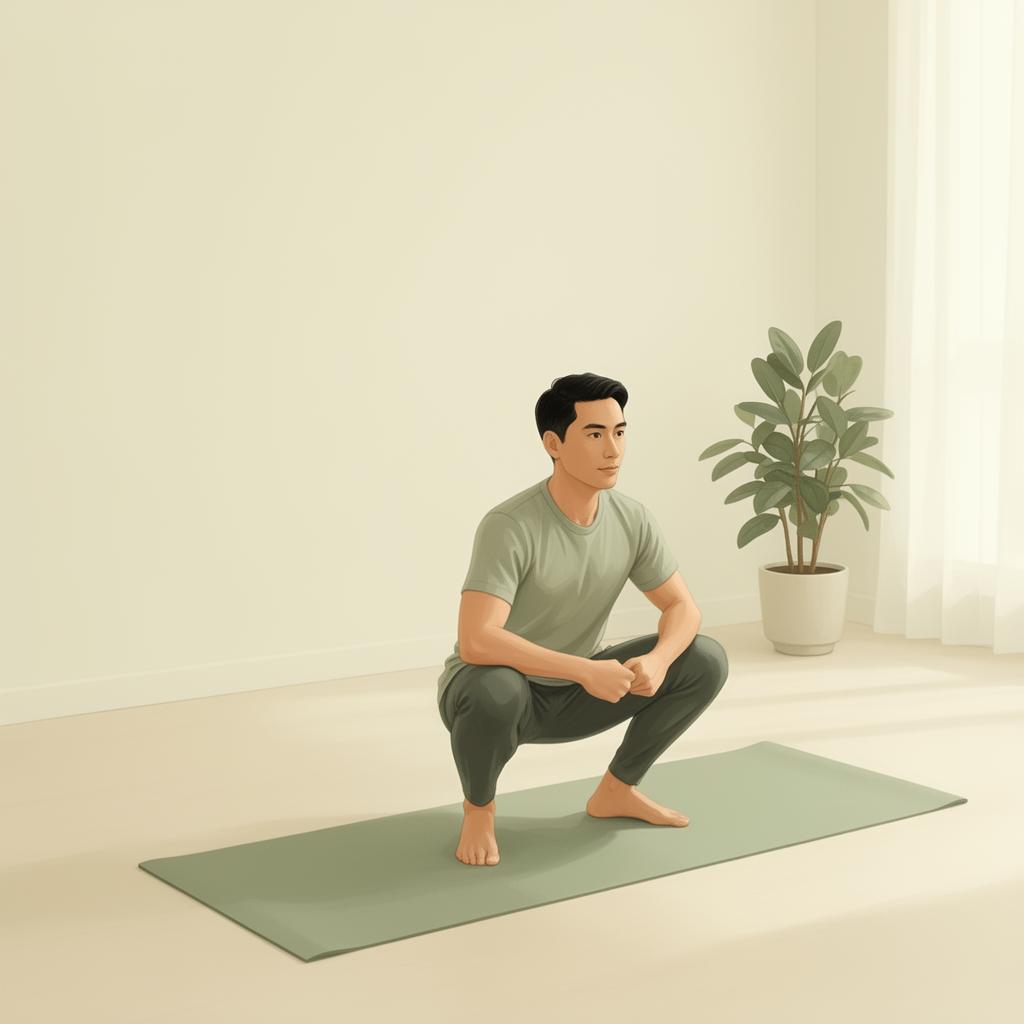 Asya Çömelmesi Nedir, Nasıl Yapılır? Faydaları • Sağlıklı Yaşam • Harika Bir Tavsiye Asya Çömelmesi Nedir, Nasıl Yapılır? Faydaları — Sage yeşili mat üzerinde topukları yerde, kalçası aşağıda derin Asya…