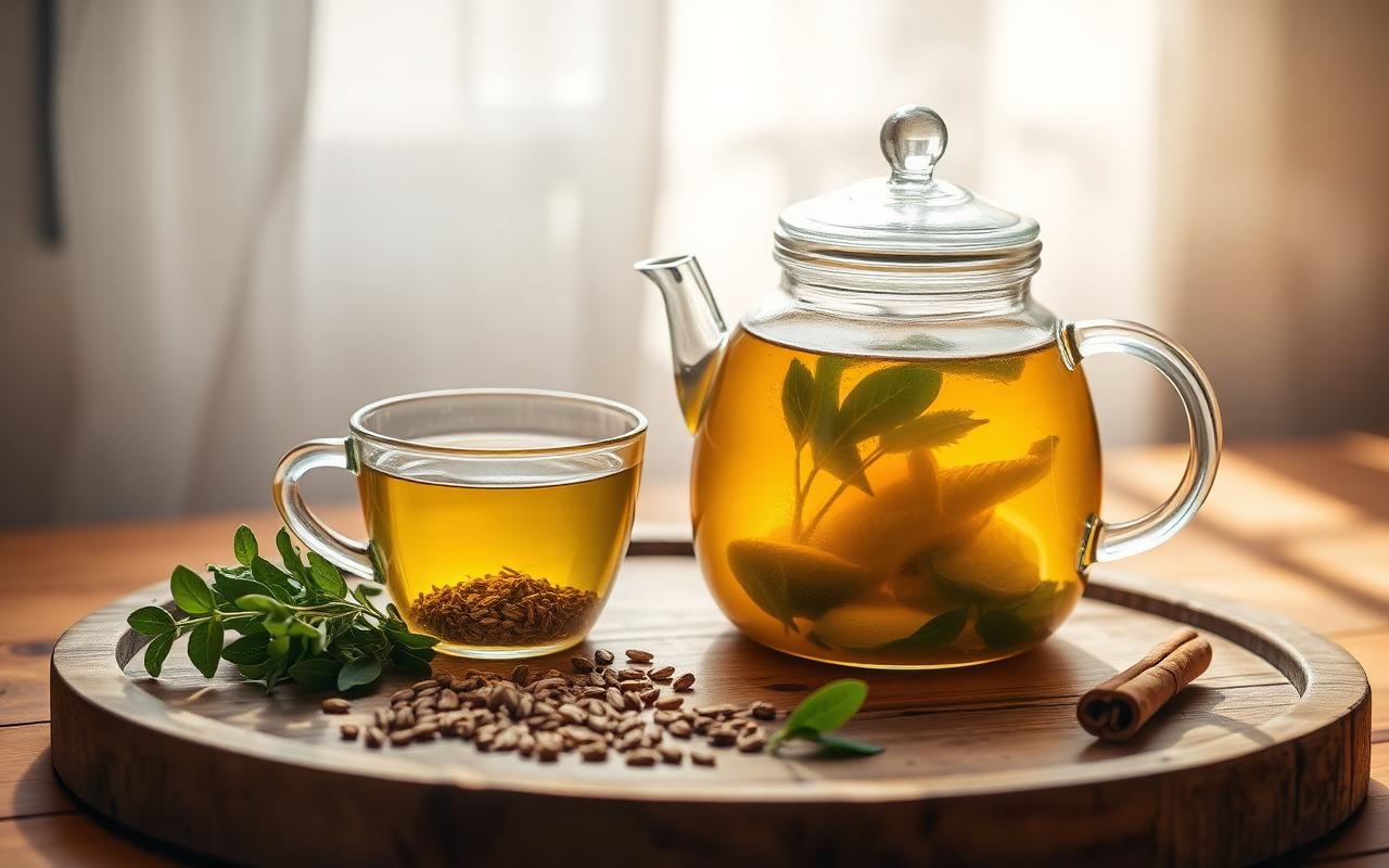 Zayıflama Sürecinde Detoks Çayı Nasıl Kullanılır? • Bitki Çayları • Harika Bir Tavsiye Zayıflama Sürecinde Detoks Çayı Nasıl Kullanılır? — Cam çaydanlıkta altın rengi bitkisel detoks çayı, rezene tohumu ve…